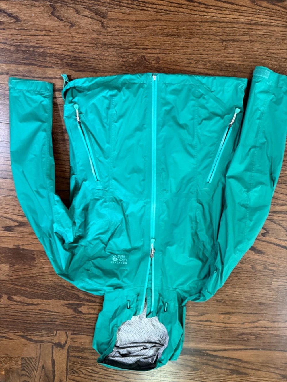 Mountain Hardwear Teal Lightweight Hooded Rain Jacket - Picture 4 of 8